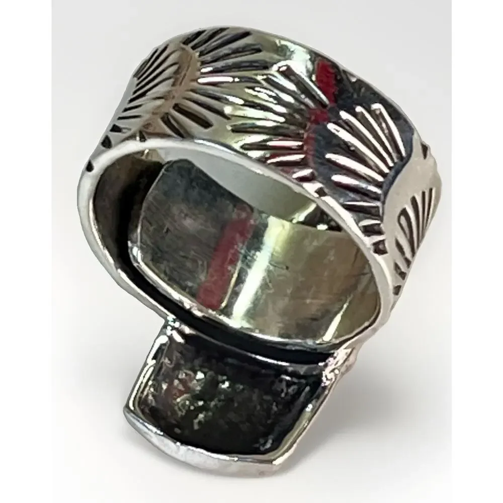 Sterling Silver TAXCO Mexico Tequila Bottle Ring Wide Stamped Band Adjustable